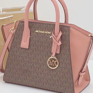 Michael Kors Avril Small Logo Top-Zip Satchel Sunset Rose